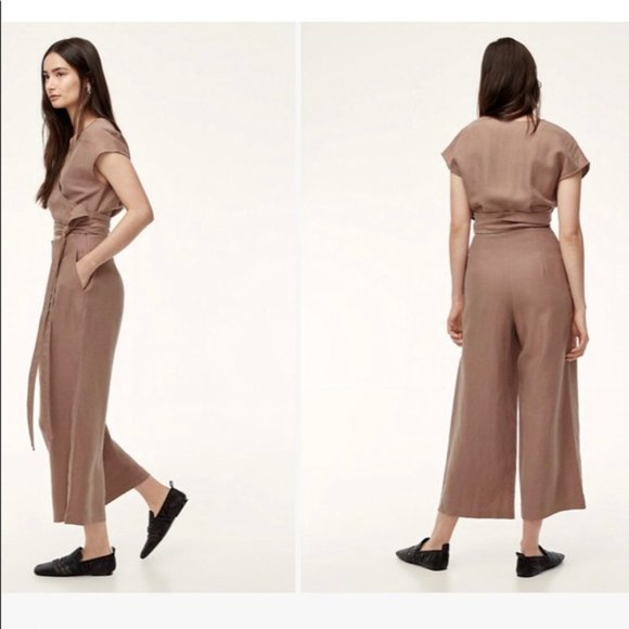 Aritzia Wilfred Brax Linen Wrap Jumpsuit - Nutmeg color - Picture 3 of 8